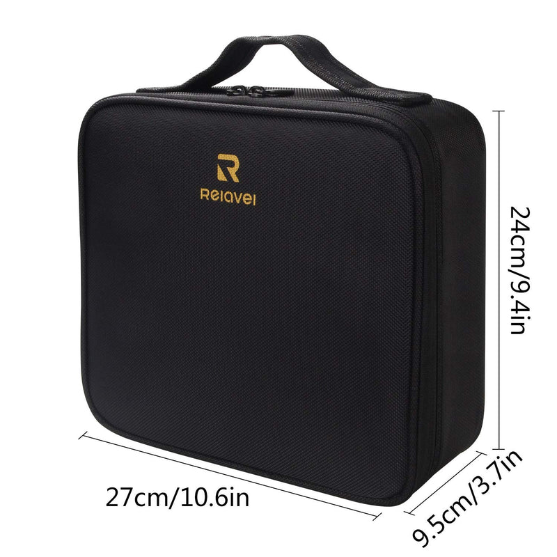 [Australia] - Relavel Travel Makeup Train Case Makeup Cosmetic Case Organizer Portable Artist Storage Bag with Adjustable Dividers for Cosmetics Makeup Brushes Toiletry Jewelry Digital Accessories Black 