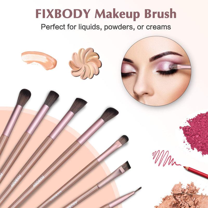 [Australia] - FIXBODY Makeup Brushes set, 15Pcs Premium Synthetic Fan Foundation Powder Kabuki Brushes Concealers Eye Shadows Make Up Brushes Kit(Rose Gold) 