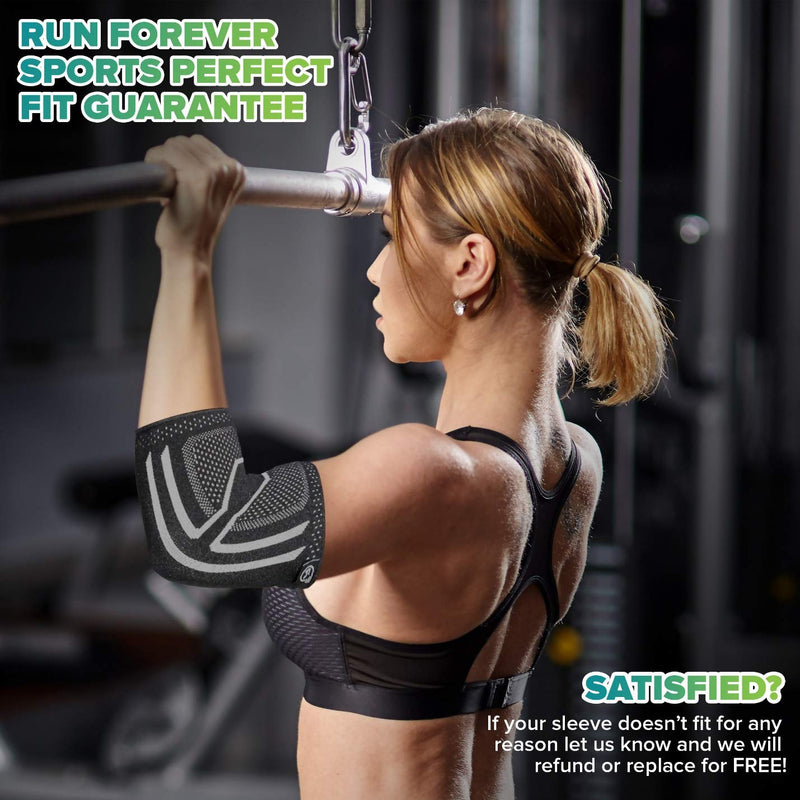 [Australia] - Elbow Compression Sleeve for Men & Women | Forearm & Elbow Sleeve for Weightlifting, Workout, Exercise, Golf & Tennis | Elbow Brace for Tendonitis, Arthritis, Bursitis, & Pain Relief Black Medium 