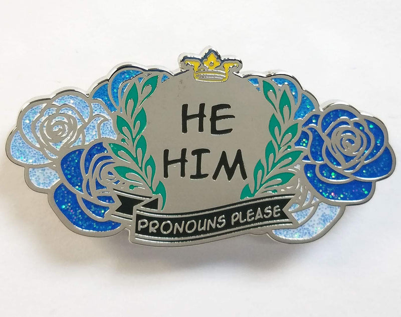 [Australia] - Dark Spark Decals He Him Pronouns Please Gender Identity Pin 1.75" Enamel Pin 