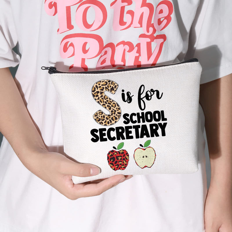 [Australia] - LEVLO School Secretary Cosmetic Make Up Bag Secretary Day Gift S Is For School Secretary Makeup Zipper Pouch Bag Retirement Appreciation School Secretary Gift, S Is For, 