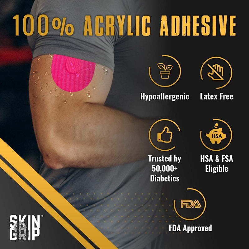 [Australia] - Skin Grip CGM Patches for Medtronic Guardian Sensor (20-Pack), Waterproof & Sweatproof for 10-14 Days, Pre-Cut Adhesive Tape, Continuous Glucose Monitor Protection(Pink) Pink 