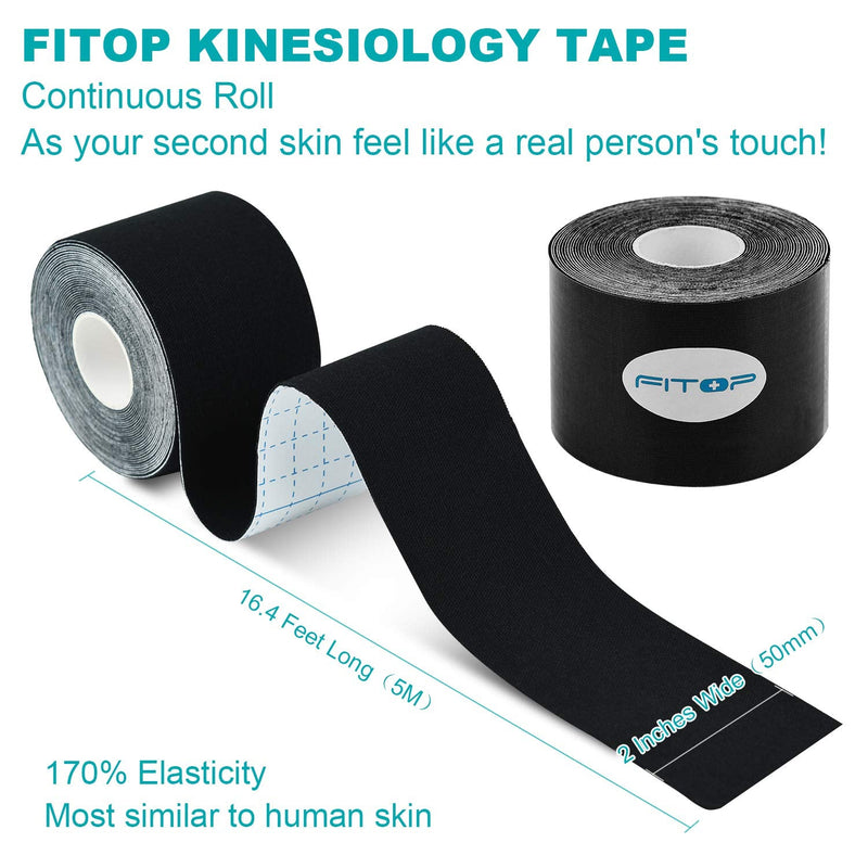 [Australia] - Kinesiology Tape Kinetic for Knee, Shoulder, Elbow and More, Perfect K Athletic Tape for Sports, Recovery and Physio Therapy, 2 Pack Black 