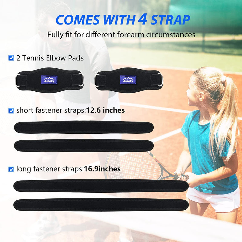 [Australia] - Aracky Tennis Elbow Brace with Compression Pad, Elbow Strap for Men & Women, 2-Count with 4 Adjustable Straps, Counterforce Band for Tedonitis, Tennis & Golfer's Elbow, Tension Relief 