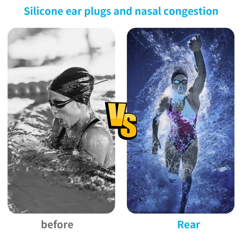 [Australia] - Yolev 4Pairs Swimming Nose Clip Ear Plugs Reusable Washable Swimming Earplugs for Sleeping, Swimming, Snoring, Concerts, Work, Noisy Places,Suitable for Kids and Adult 