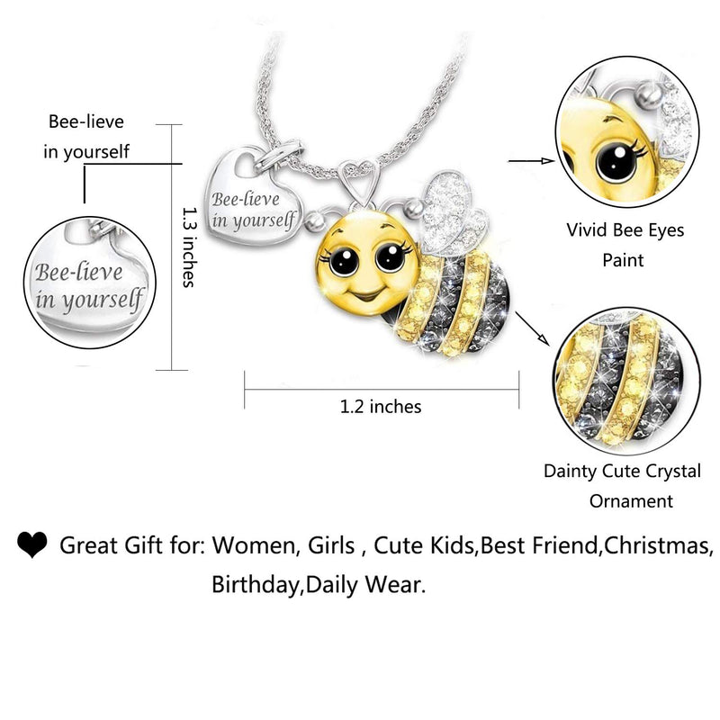 [Australia] - Dcfywl731 Elephant Pendant Necklace for Women Heart CZ Lucky Animal Never Forget That I Love You Pendant Necklace bee necklace 