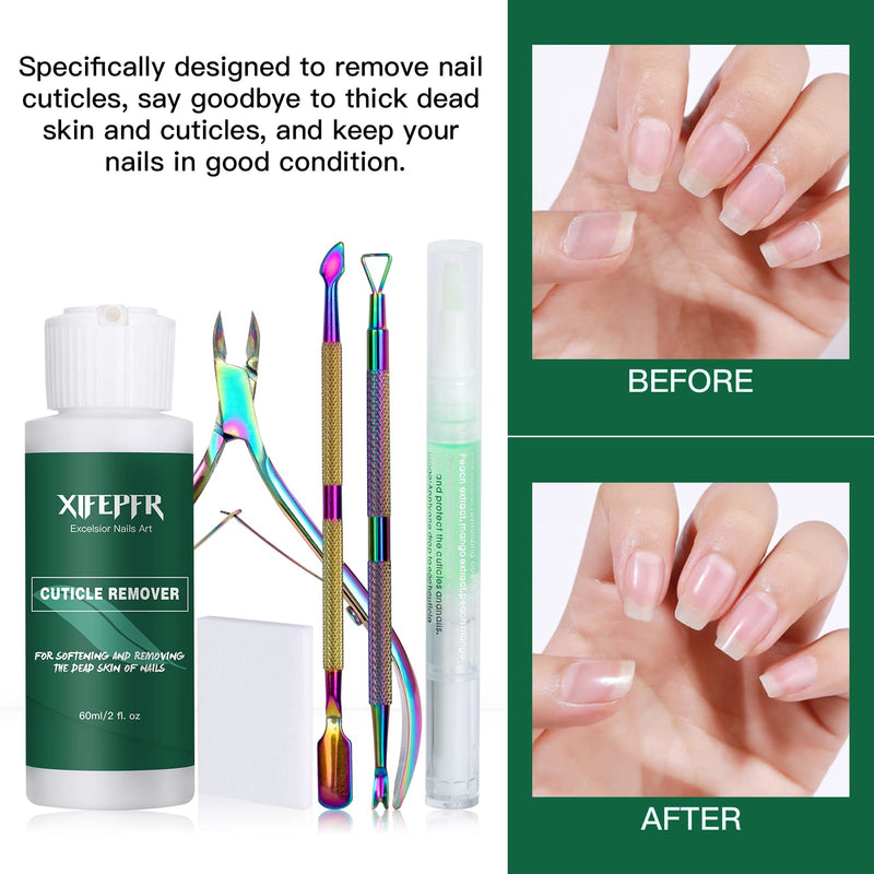 [Australia] - XIFEPFR Cuticle Remover Kit - Cuticle Remover Cream & Cuticle Oil Pen for Soften Moisturize, Cuticle Trimmer, Cuticle Nipper, Cuticle Pusher and Nail Cotton Pads for Professional Manicure 