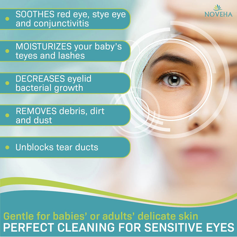 [Australia] - Sensitive & Hypoallergenic Baby Eyelid & Lash Wipes | Safe & Natural For Lashes and Eyelids, Pack of 60 Pre-moistened Sterile Wipes, Dermatologist & Pediatrician Recommended For Newborn 