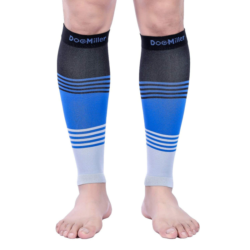 [Australia] - Doc Miller Calf Compression Sleeve Men and Women 20-30 mmHg, Shin Splint Compression Sleeve, Medical Grade Socks for Travel Recovery, Varicose Veins and Maternity 1 Pair XX-Large Black Blue Grey Calf Sleeve Black.Blue.Gray 2X-Large 
