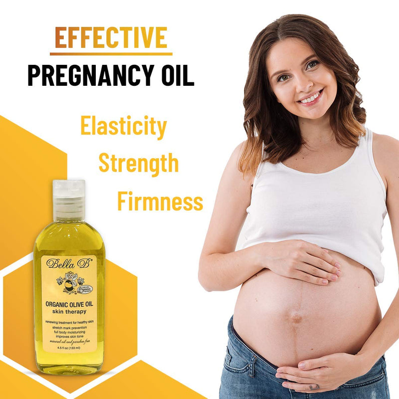[Australia] - Bella B Organic Olive Oil 4.5 oz - Pregnancy Stretch Mark Prevention Oil - Made with Organic Olive Oil - Maintains Skin Elasticity to Reduce Scars and Stretch Marks - Use Daily for Healthy Skin 