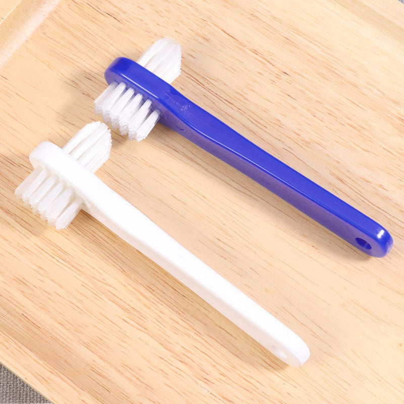 [Australia] - HEALLILY 2pcs Premium Hard Denture Brush Toothbrush, Cleaning Brush, Portable Denture Double Sided Brush, Denture Care 