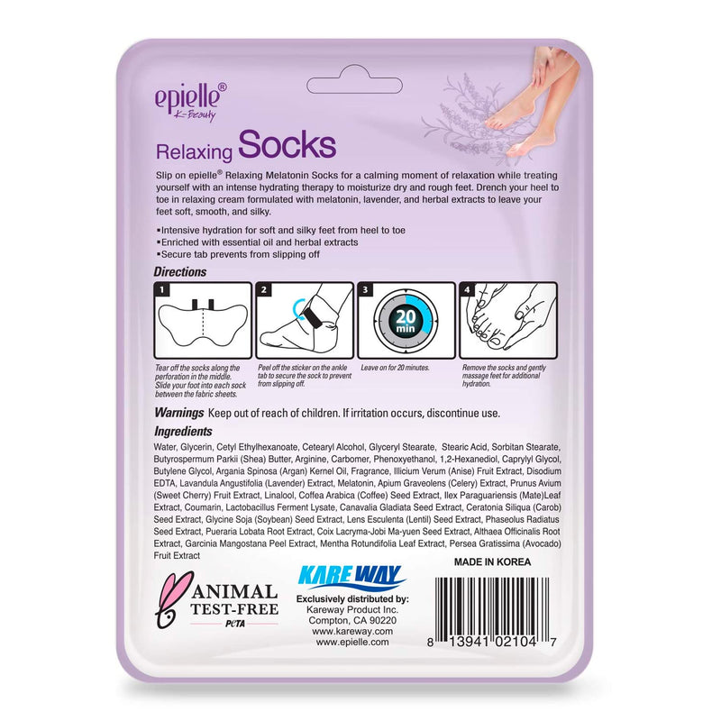 [Australia] - Epielle Relaxing Foot Masks (Socks 6pk) for Foot Heel to Toe and Callus Melatonin + Lavender Extract Deep Moisturizing 100% Vegan & Cruelty-Free, Beauty Gifts | Skincare Gifts | Skincare Party Favors Socks 6pk 