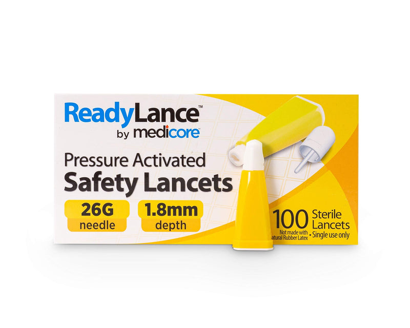 [Australia] - ReadyLance, Pressure Activated Safety Lancets, 100 Lancets, 26Gx1.8MM, Yellow 26G x 1.8MM 