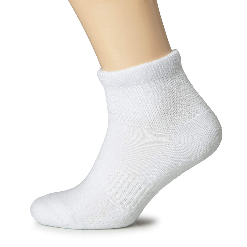 [Australia] - Hugh Ugoli Women Semi Cushion Socks, Diabetic, Loose Fit, Ankle, Soft Cotton, Seamless Toe 3 Pairs, Shoe Size: 6-9/9-12 White 