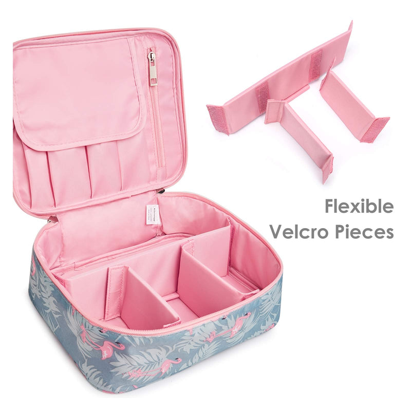 [Australia] - Travel Makeup Bag Large Cosmetic Bag Makeup Case Organizer for Women and Girls (Flamingo) A-Flamingo 