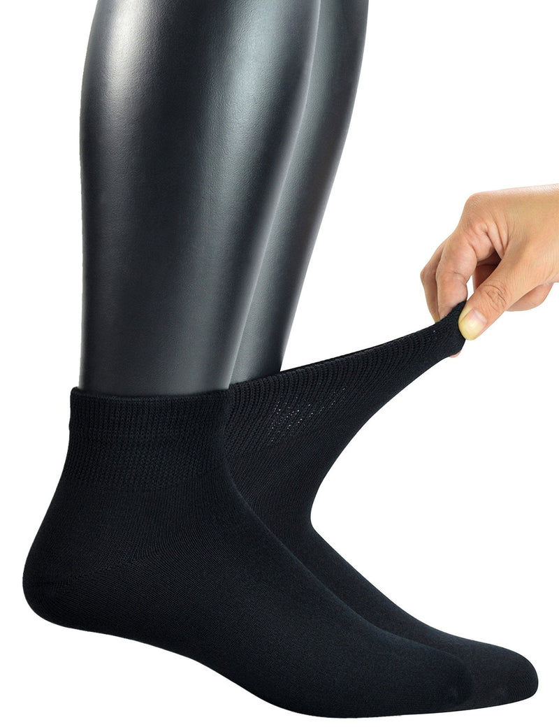 [Australia] - Yomandamor Men's 5 Pairs Bamboo Non-binding Flat-Knit Ankle Diabetic/Dress Socks with Seamless Toe(Big and tall available) 12-16 5 Pairs Black 