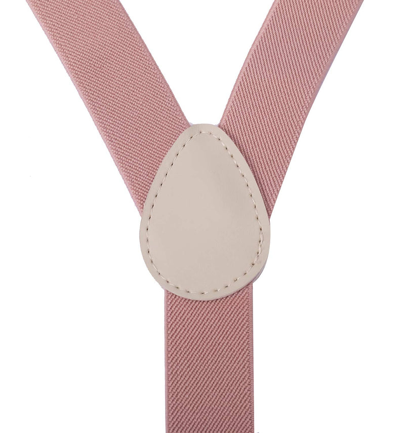 [Australia] - PZLE Mens Boys Suspenders and Bow Tie Set for Wedding Adjustable 24 Inches(0 - 3 yrs) Blush Pink 