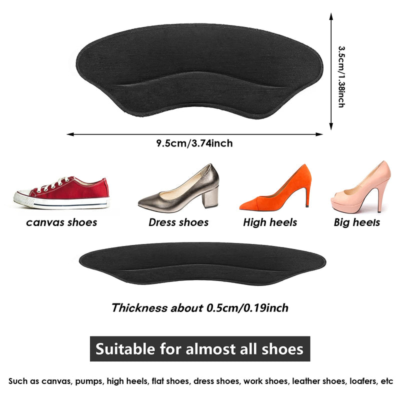 [Australia] - Molain 4 Pairs Heel Grips Shoe Pads Liner Inserts for Loose Shoes Heel Cushions Snugs for Shoe Too Big Men Women Self-Adhesive Shoes Sticker Comfort Insole Foot Care Protector Heel Pain Relief (Black) Style B 