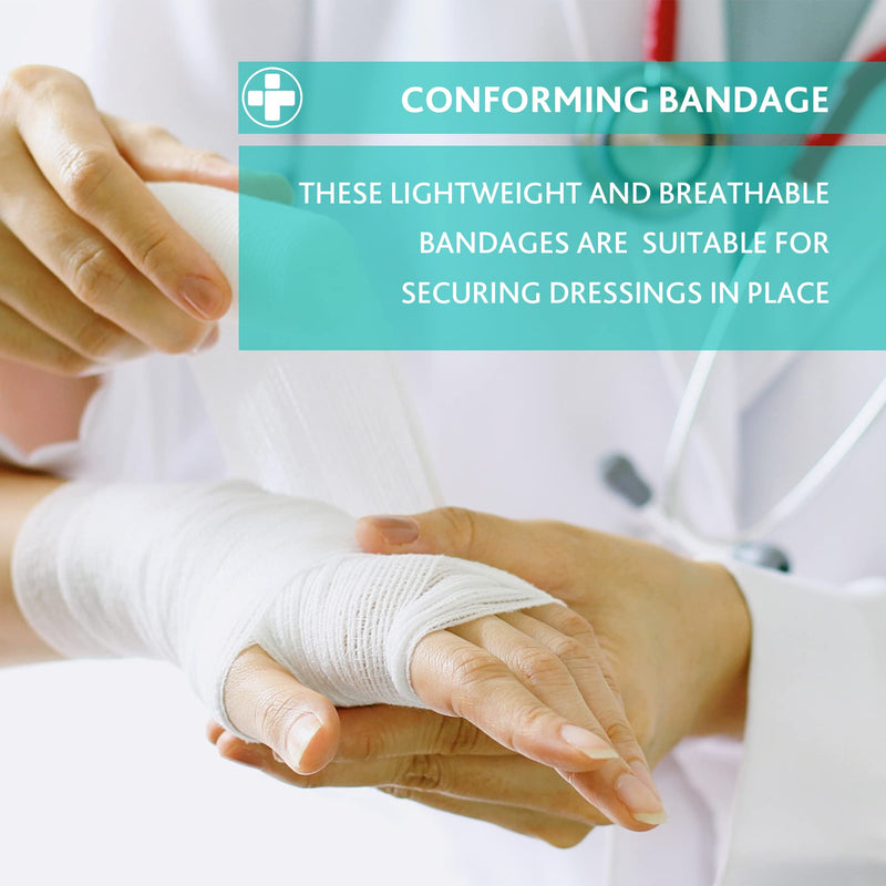 [Australia] - White Reliform Soft, Comfortable, And High Absorbency Conforming Retention Bandage Designed To Secure Dressing And Wounds. First Aid Bandages For Wound Covering - (5cm X 4m ) Pack Of 10 