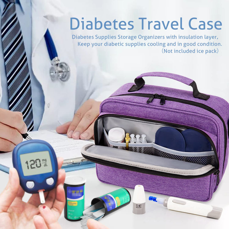 [Australia] - OSPOURT Diabetes Supplies Travel Storage Bags, Portable Suit Case for Glucose Meters and Insulin Supplies, Vial, Blood Glucose Test Paper, Medicine (Purple, Pack Only) Style 2 Purple 2 