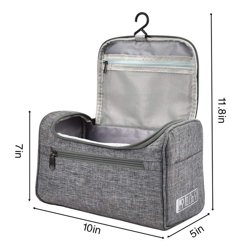 [Australia] - Homthumb Large Hanging Toiletry Bag for Women and Men,Water-resistant Travel Cosmetic Makeup Organizer Bag for Bathroom Shower,Grey Grey 