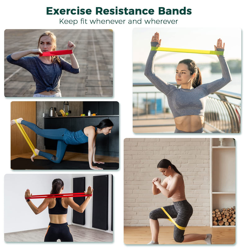 [Australia] - HOSE-PRO 5 Exercise Bands Resistance Bands Set Elastic Bands Workout Loop Band of 5, 100% Natural Latex, for Men Women for Fitness Chest Expanding Arm Leg Yoga Pilates Physio Therapy Rehabilitation 