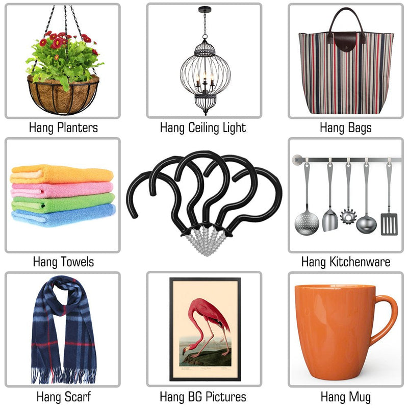[Australia] - FineGood 25 Pack Cup Hook Ceiling Hooks, Vinyl Coated Screw Hanger for Indoor and Outdoor Use - Black 