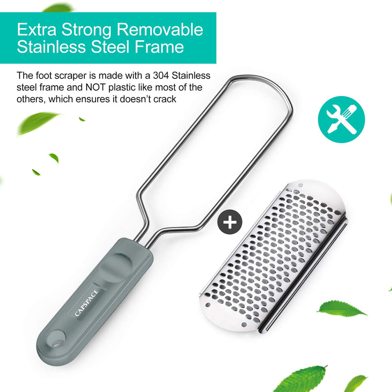 [Australia] - 3pcs Foot Files for Pedicures, 2 Stainless Steel Foot File Graters with An Extra Strong Removable Frame and a 2 Sided Foot File. Great Foot Care Products to Make Your Feet Look Healthy &Feel Refreshed A-2*GREY+1*Light Green 