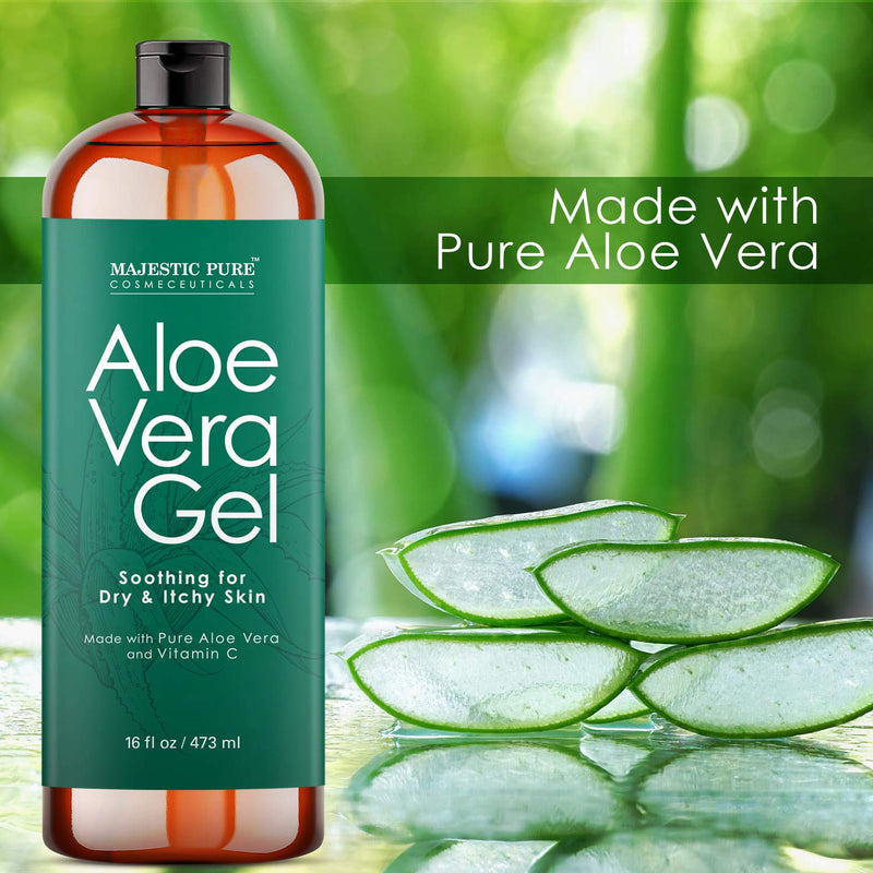 [Australia] - Majestic Pure Majestic Pure Aloe Vera Gel - From Pure and Natural Cold Pressed Aloe Vera, (Packaging May Vary) - 16 fl oz 