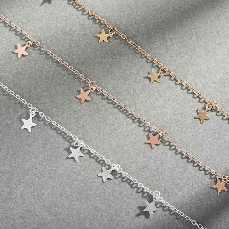 [Australia] - Bomine Star Choker Necklace Chain Tassel Pendant Short Necklaces Jewelry Chains for Women and Girls (Rose) Rose 