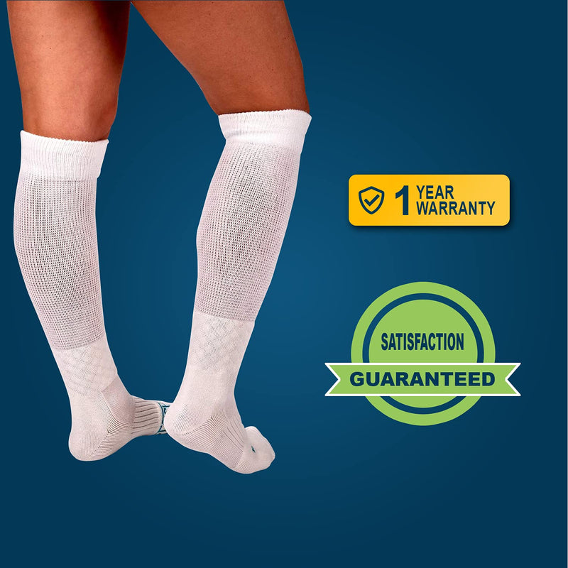 [Australia] - Nerve Spa Tall Diabetic Socks for Men - Extra Wide Performance Grade Breathable Thin Loose Fitting Socks for Diabetics, Knee High (Large 2 Pairs)… Large 