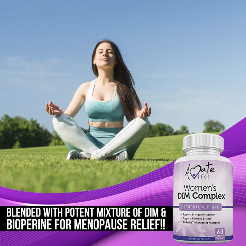 [Australia] - Women’s DIM Complex 150mg - Bioperine Estrogen Balancing Pills for Menopause & Hot Flashes Relief Support Hormonal Acne Powerful Supplement - 60 Capsules - Made in USA by Amate Life 