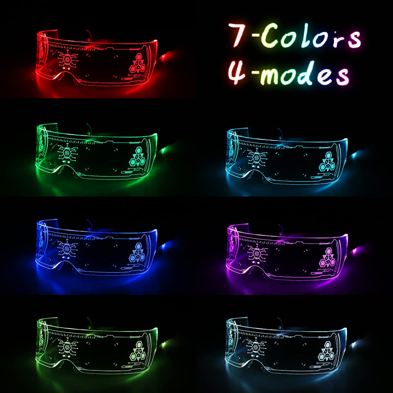 [Australia] - Led Light Up Glasses for Adult with Rechargeable 11 Modes Color Change and Flash Luminous Glasses Perfect for Parties, Mardi Gras, Cosplay Events,Club 