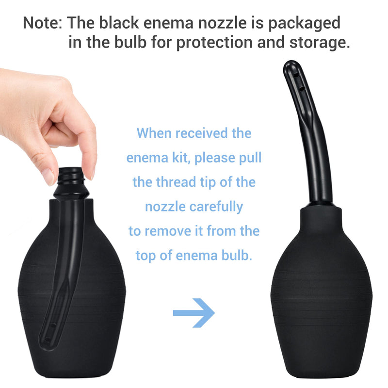 [Australia] - TopQuaFocus 10oz Silicone Enema Bulb Kit for Men Women Colon Cleaning Comfortable Coffee Enemas Shower Head 4.8' Tips (Black) 294ml-black 