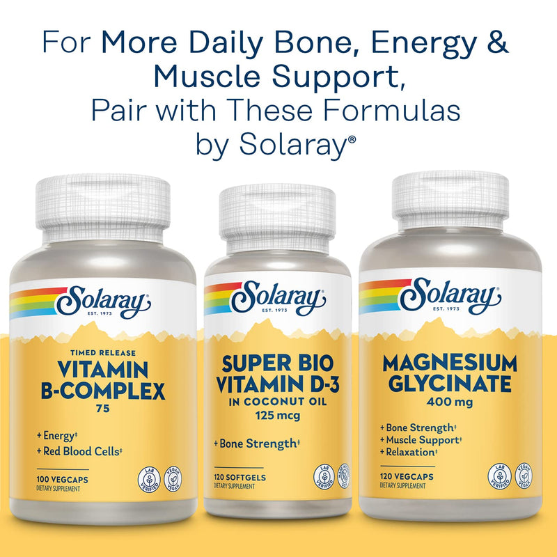 [Australia] - Solaray Calcium & Magnesium Citrate 2:1 w/Vitamin D3 & K2, Healthy Bone, Muscle & Nerve Support, 30 Serv, 180 Capsules 