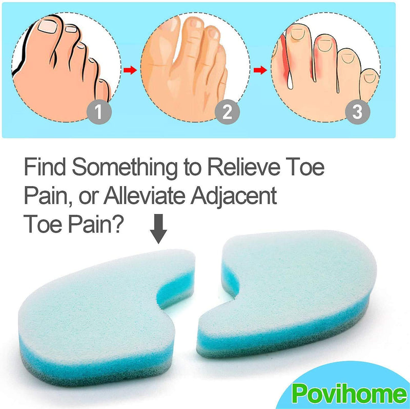 [Australia] - Povihome 10 Pack Foam Toe Spacers(2/5" Thick), 3-Layer Toe Separators - Large Size - to Align Crooked, Overlapping Toe, Relieve Corn, Blister and Reduce Toe Irritation 