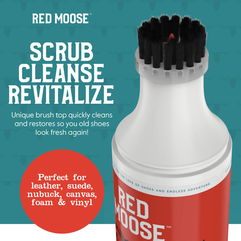 [Australia] - Red Moose Shoe and Sneaker Cleaner - 4 oz Foaming Stain Remover with Scrub Brush 