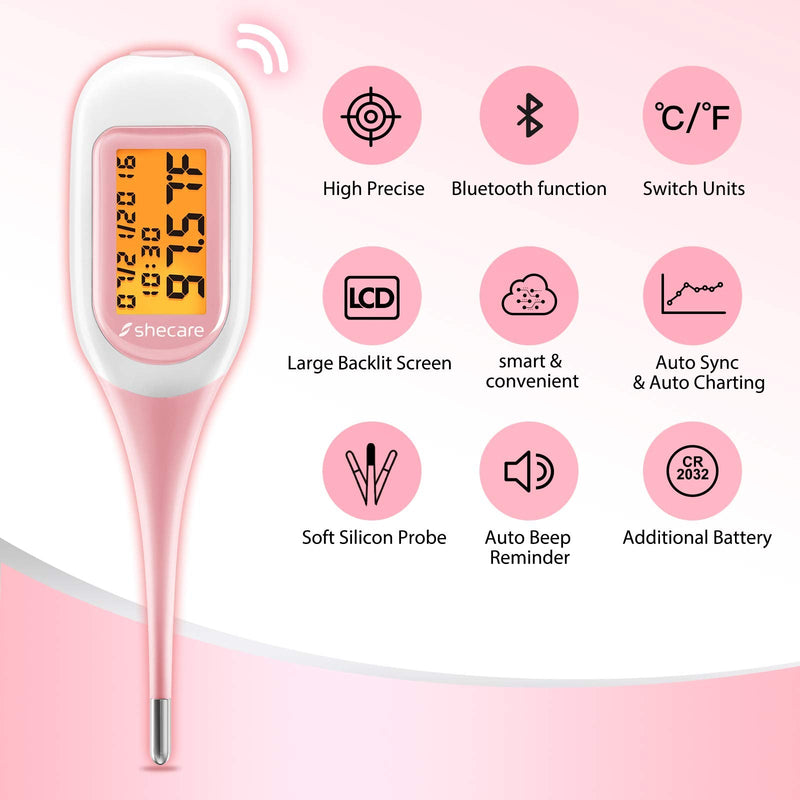 [Australia] - Shecare Smart Basal Thermometer for Ovulation Tracking, Digital Oral Body Temperature Thermometer for Fertility with Backlit, BBT Thermometer with Shecare App(iOS&Android)for Natural Family Planning 