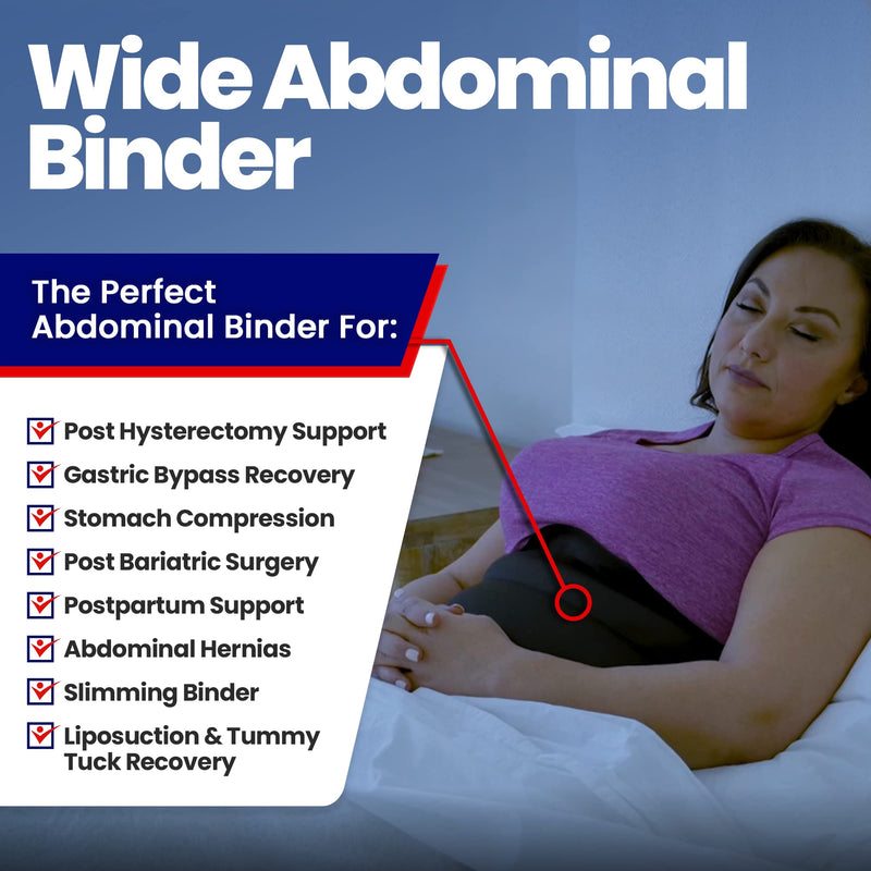 [Australia] - Wide Abdominal Binder Belly Wrap – Plus Size Postpartum Tummy Tuck Belt Provides Slimming Bariatric Stomach Compression or to Help Hernia or Post Surgery Healing & Support (LAR XL Stomach 36” to 46”) L/XL (36" to 46") 