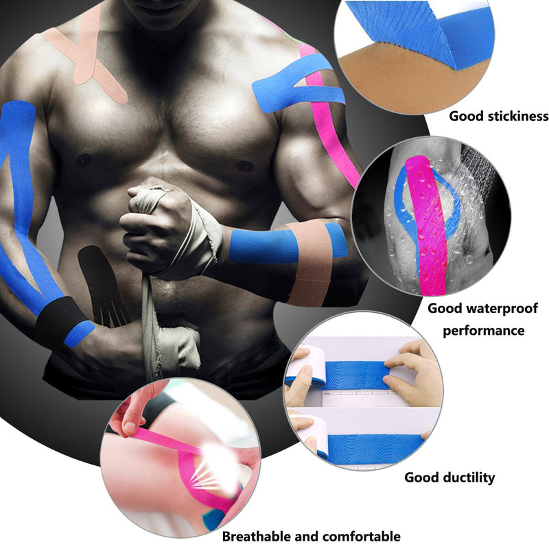 [Australia] - Xinwe Kinesiology Tape Uncut Bulk Rolls Physical Therapeutic Tape for Sports/Athletic/Therepy 3-Pack 2 Inch x 16.4 Feet/ 1Inch x 16.4 Feet Beige/pink/blue 