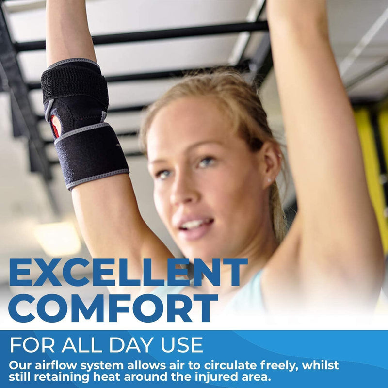 [Australia] - Kedley Elbow Support for Arthritis, Tennis Elbow Pain, Epicondylitis Pain, Golfers Elbow Pain & Gym Elbow Pain - Neoprene Elbow Strap for Upper Elbow Strain Relief - Elbow Brace with Adjustable Strap 