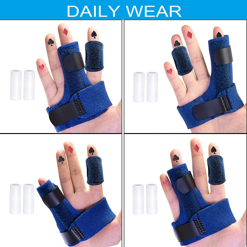 [Australia] - Reppkyh 1 Piece Trigger Finger Splint and 1 Piece Small Finger Extension Splint Trigger Finger Mallet Finger Broken Finger Post Operative Care Finger Knuckle Immobilization Injury, Blue 