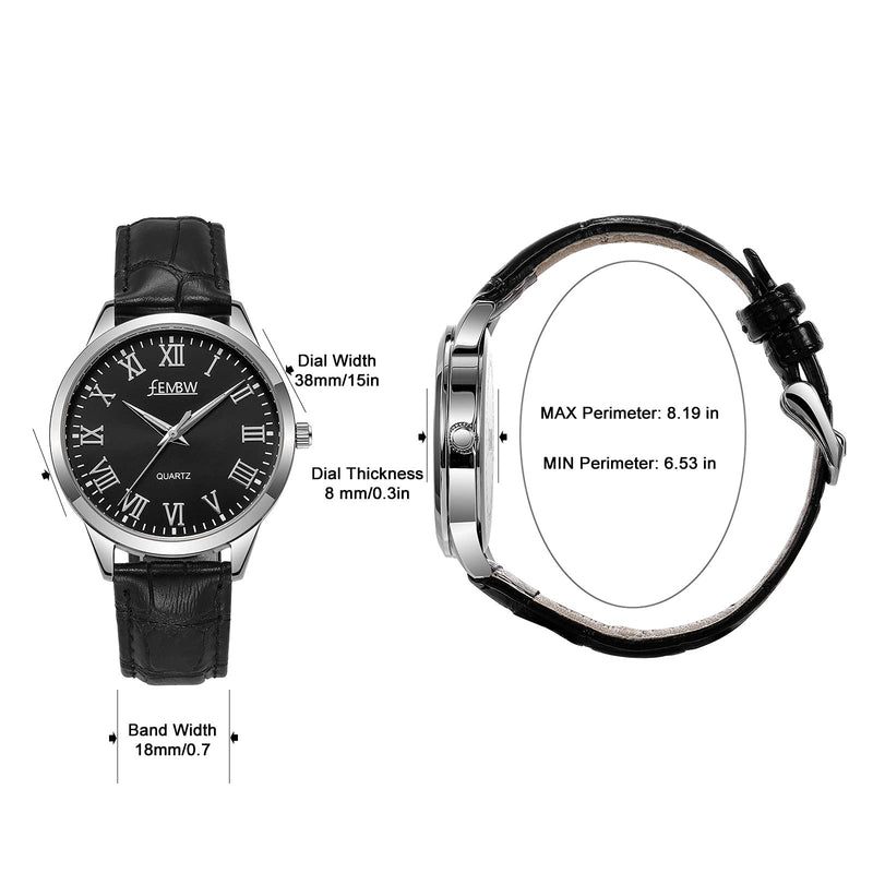 [Australia] - Women's Genuine Leather Strap Wrist Watch with Japanese Quartz,Stainless Steel Case,50M Water Resistant Black 