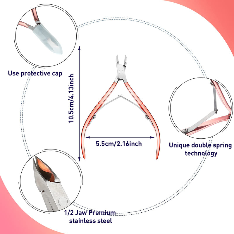 [Australia] - 8 Pieces Rose Gold Cuticle Trimmer with Cuticle Pusher Set Include 4 Stainless Steel Cuticle Nipper Cuticle Remover Dead Skin Pliers 4 Cuticle Scraper Cutter Gift for Women Girls Nail Care 