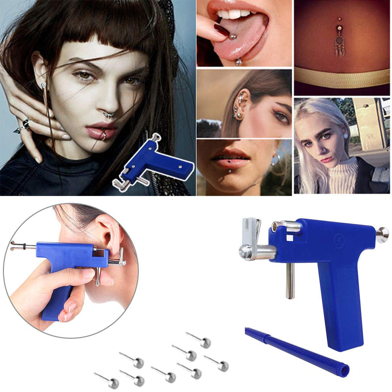 [Australia] - Stainless Steel Body Piercing Tool Kit Professional Ear Nose Navel Piercing Machine with 98 Pcs Ears Studs Tools Earring Stoppers 