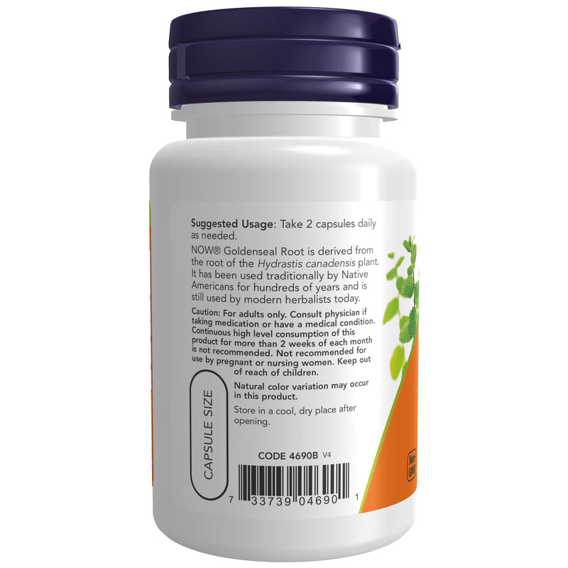 [Australia] - NOW Supplements, Goldenseal Root (Hydrastis canadensis) 500 mg, Herbal Supplement, 50 Veg Capsules 