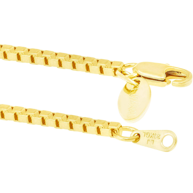 [Australia] - Lifetime Jewelry 2.3mm Box Chain Anklet for Women & Girls 24k Real Gold Plated 9.0 Inches 