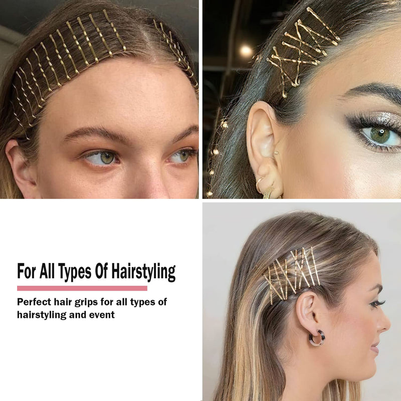 [Australia] - Enselling Hair Grips Pack of 50 -5.5cm - Crimped Blonde Bobby Pins for Women, Girls and Hairdressing Salons -Perfect for Thick, Thin & Curly Hair Styling (Golden) Golden 