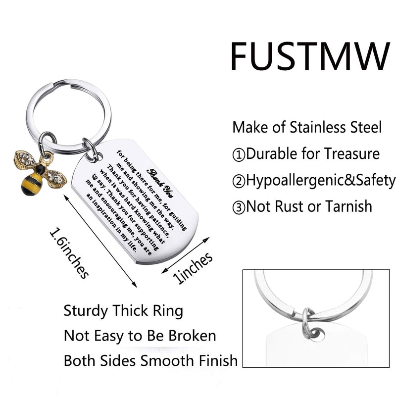 [Australia] - FUSTMW Thank You Gifts Bumble Bee Keychain Appreciation Gifts for Teacher Coach Mentor Guidance Leader Thank You for Being There You are an Inspiration in My Life Thank You Gifts Bee Charm 