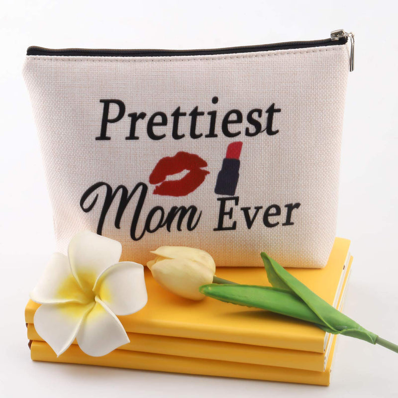 [Australia] - POFULL Prettiest Mom Ever Gifts Mom Cosmetic Bag Mother's Day Gift New Mom Gifts Funny Mom Birthday Makeupbag (Prettiest Mom Makeupbag) Prettiest Mom Makeupbag 